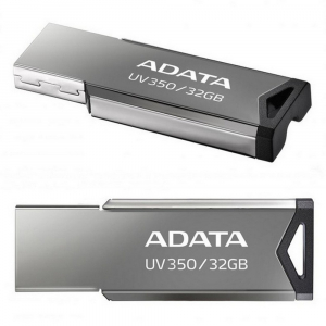  32GB USB3.1 Flash Drive ADATA "UV350", Silver, Metal Case, Slim Capless, Keychain (R/W:60/30MB/s)
