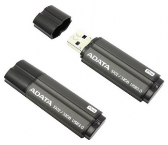  32GB USB3.1 Flash Drive ADATA "S102 Pro", Titanium-Gray, Aluminum, Classic Cap (R/W:90/25MB/s)