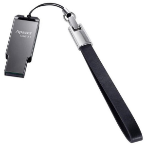  16GB USB3.1 Flash Drive  Apacer "AH360", Black Nickel, Slim Metallic, Capless (AP16GAH360A-1)