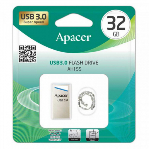  32GB USB3.1 Flash Drive Apacer "AH155", Silver, Super-Mini, Metal Case, Capless (AP32GAH155U-1)