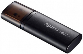  64GB USB3.1 Flash Drive  Apacer "AH25B",  Black, Matte Metal, Classic Cap (AP64GAH25BB-1)