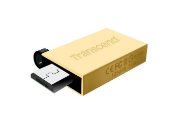   8GB USB2.0/Micro-USB Flash Drive Transcend "JetFlash 380", Gold, Metal Case, OTG (R/W:20/5MB/s)