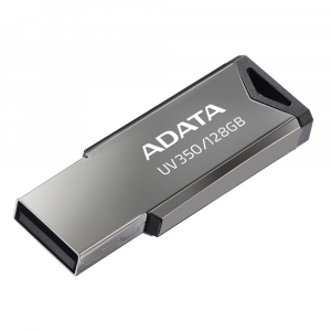 128GB USB3.1 Flash Drive ADATA "UV350", Silver, Metal Case, Slim Capless, Keychain (R/W:60/30MB/s)