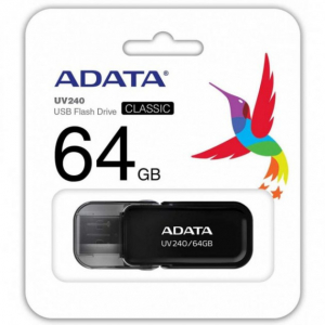  64GB USB2.0 Flash Drive ADATA "UV240", Black, Plastic, Flip Cap (R/W:20/10MB/s)